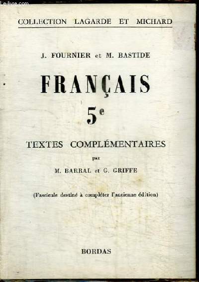 FRANCAIS 5e - TEXTES COMPLEMENTAIRES