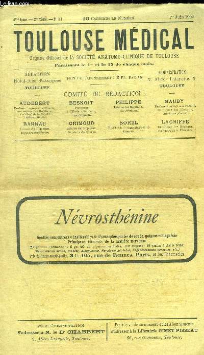 REVUE - TOULOUSE MEDICAL ET ECHO MEDICAL - 1 JUIN 1902