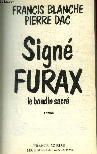 SIGNE FURAX - LE BOUDIN SACRE