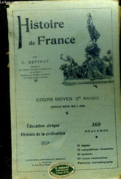 HISTOIRE DE FRANCE - EDUCATION CIVIQUE HSTOIRE DE LA CIVILISATION - COURS MOYEN ( 2 E ANNEE )