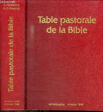 TABLE PASTORALE DE LA BIBLE - INDEX ANALYTIQUE ET ANALOGIQUE