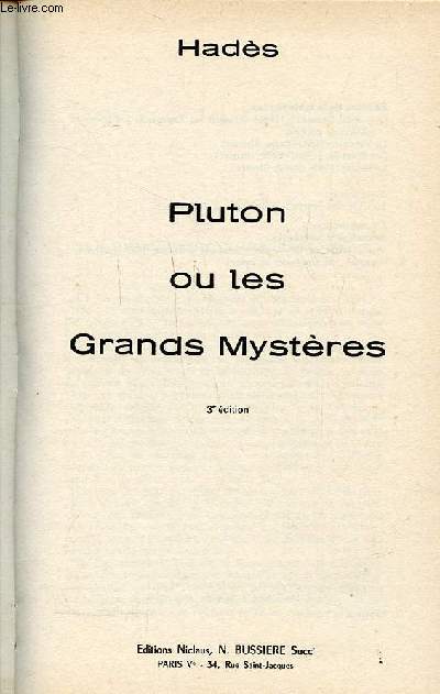 Pluton ou les grands mystres 3 dition