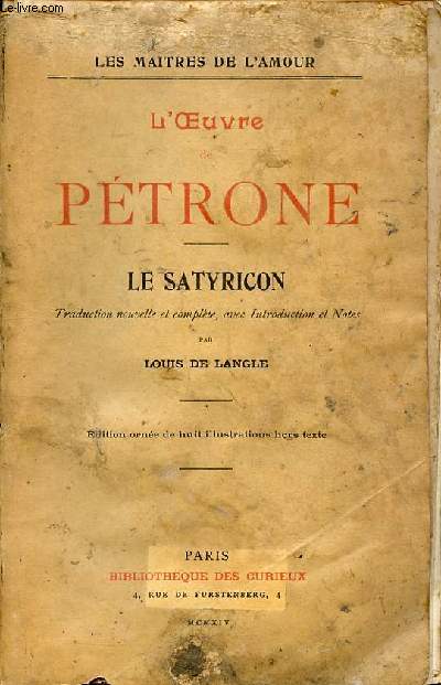 L'oeuvre de Ptrone Le satyricon