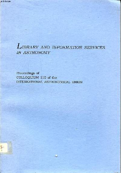 Library and information services in astronomy