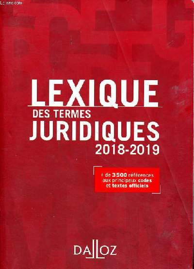Lexique des terms juridiques 26 dition 2018-2019