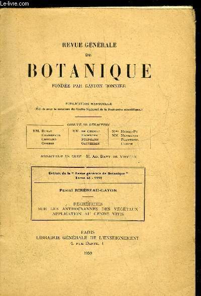 EXTRAIT DE LA REVUE GENERALE DE BOTANIQUE TOME 66 - 1959 - PAGE 531