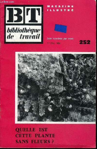 BIBLIOTHEQUE DE TRAVAIL MAGAZINE ILLUSTRE N252 1ER DEC. 1953 - QUELLE EST CETTE PLANTE SANS FLEURS ?.