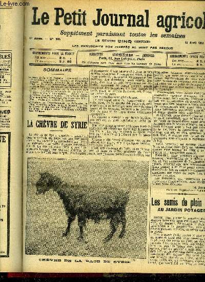 LE PETIT JOURNAL AGRICOLE N 902 - La chvre de Syrie (E. Joubert).