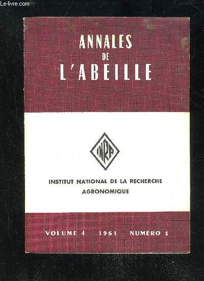 TREIZE ANS DE RECHERCHE APICOLES A BURES-SUR-YVETTE. ESSAI DE SYNTHESE - ANNALES DE L'ABEILLE - VOLUME 4 N4