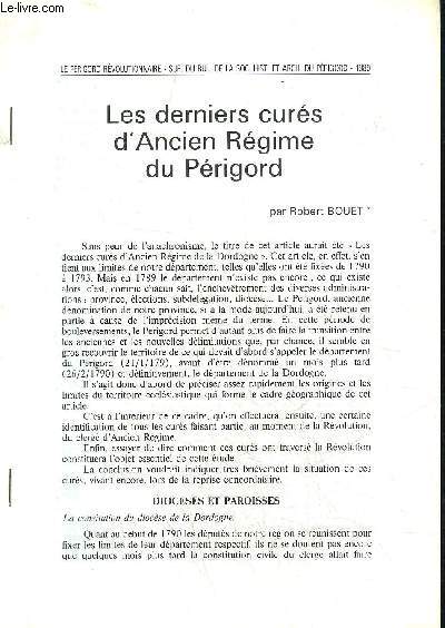 LES DERNIERS CURES D'ANCIEN REGIME PERIGORD - SUP. DU BUL. DE LA SOC. HIST. ET ARCH. DU PERIGORD 1989.