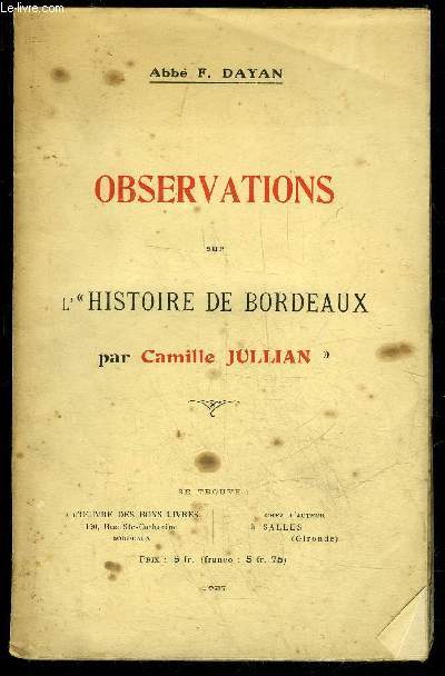 OBSERVATIONS SUR L'HISTOIRE DE BORDEAUX PAR CAMILLE JULLIAN