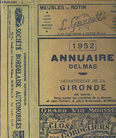 Annuaire Delmas - 1952 - Dpartement de la Gironde