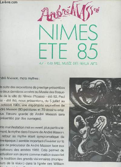 Andr Masson - Nmes t 85 - Muse des beaux arts