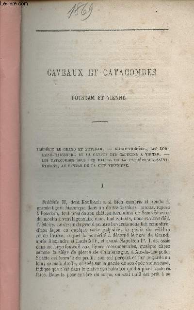 Caveaux et catacombes Potsdam et Vienne - (1 article de la Revue Moderne, Tome LI, 1869)