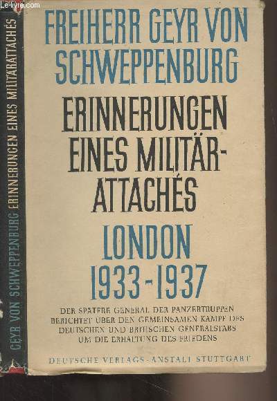 Erinnerungen eines militrattachs - London 1933-1937