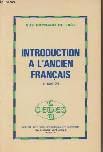 Introduction  l'ancien franais (9e dition)