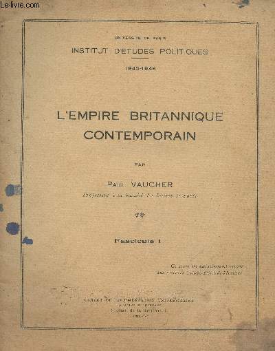 L'Empire Britannique contemporain - Fascicule I - 