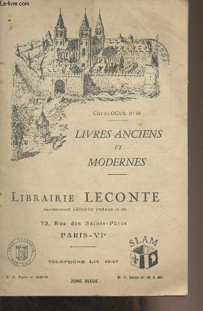 Librairie Leconte - Catalogue n49 - Livres anciens et modernes