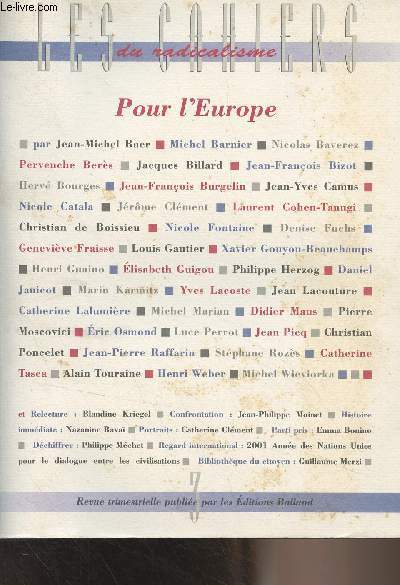 Les Cahiers du radicalisme n3 Juin 1999 - Pour l'Europe -