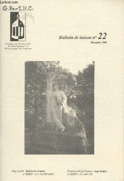 GRAHC Bulletin N22 - Dcembre 2000 - Lettre du prsident - Jean Achard, sculpteurs abzacais - Tmoignages de 