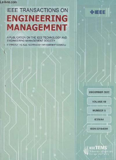 IEEE Transactions on Engineering Managment - Dec. 2022 Vol. 69 n6 - Clustering product development project organization from the perspective of social network analysis - Potential value of patents with provisional applications : an assessment of bibliom