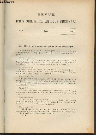 Revue d'histoire et de critique musicales - 2e anne - N3, mars 1902 - Les 