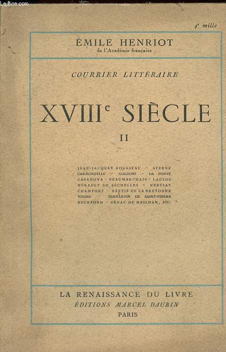 COURRIER LITTERAIRE - XVIII SIECLE - TOME II.