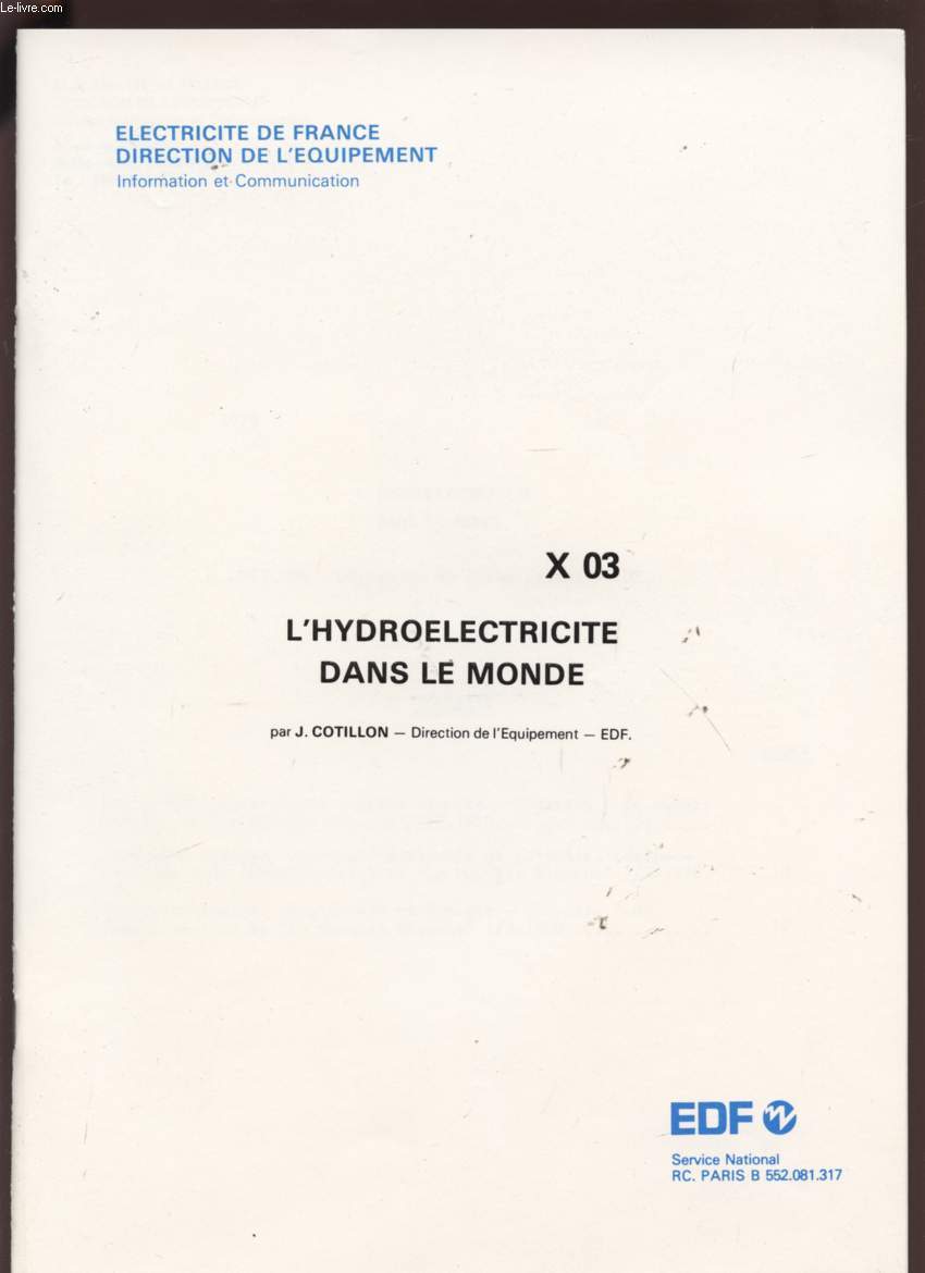L'HYDROELECTRICITE DANS LE MONDE - X03.