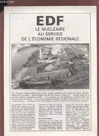 EDF - LE NUCLEAIRE AU SERVICE DE L'ECONOMIE REGIONALE.