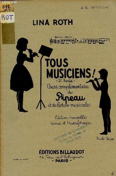 TUOS MUSICIENS (2 PARTIE) / COURS COMPLEMANTAIRE DE PIPEAU ET DE LECTURE MUSICALE.