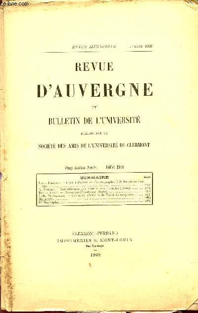 REVUE D'AUVERGNE ET BULLETIN DE L'UNIVERSITE / 25 ANNEE - JUILLET 1909.