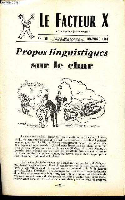 LE FACTEUR X / N 66 - DECEMBRE 1960 / PROPOS LINGUISTIQUES SUR LE CHAR ...