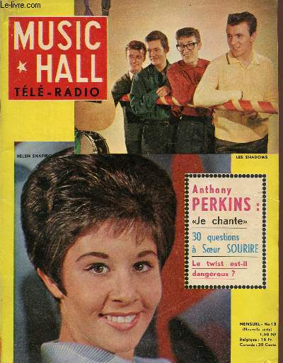 MUSIC HALL - TELE RADIO / N13 / MARS 1962 / LES SHADOWS / ANTHONY PERKINS : 