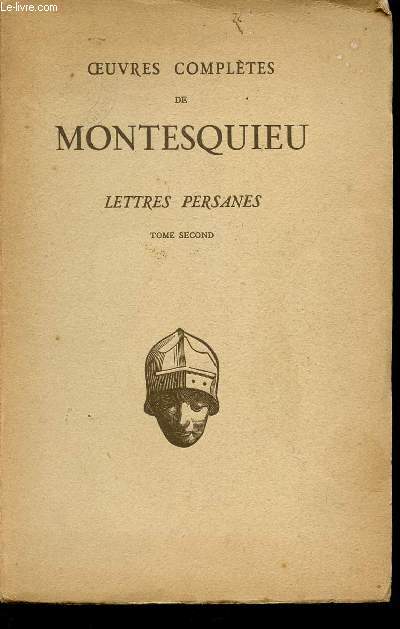 MONTESQIEU - LETTRES PERSANNES - TOME PREMIER / COLLECTION DES UNIVERSITES DE FRANCE.