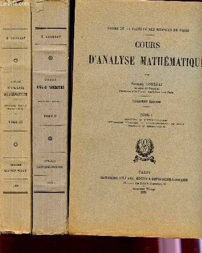 COURS D'ANALYSE MATHEMATIQUE - EN 3 VOLUMES / TOMES I, II ET III / COLLECTION 