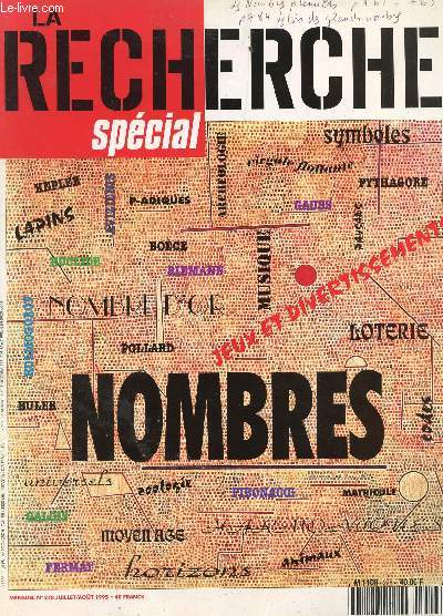 LA RECHERCHE - SPECIAL - N278 - JUILLET-AOUT 1995 / NOMBRES.