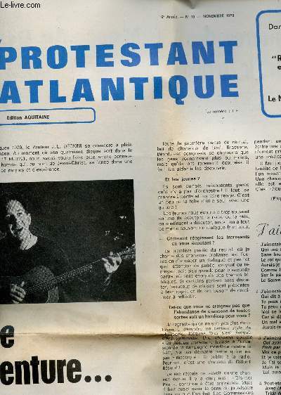 LE PROTESTANT ATLANTIQUE - 6e ANNEE - N10 - NOVEMBRE 1970 / LE CENTRE 