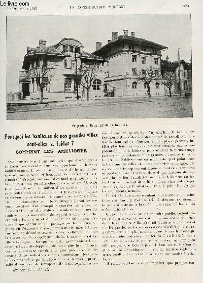 LA CONSTRUCTION MODERNE - N12 - 19 DECEMBRE 1926 / POURQUOI LES BANLIEUES DE NOS GRANDES VILLES SONT ELLES LAIDES? COMMENT LES AMELIORER - IMMEUBLE DE RAPPORT A DOUAI - ....