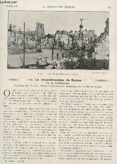 LA CONSTRUCTION MODERNE - N38 - 19 JUIN 1927 / LE RECONSTRUCTION DE REIMS - CHRONIQUE DES DOMMAGES DE GUERRE ...