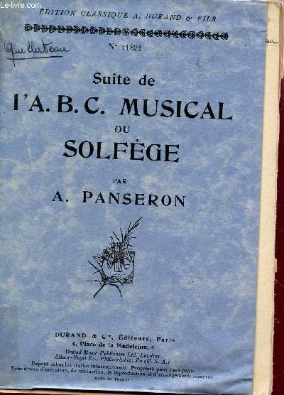 SUITE DE L'ABC MUSICALE OU SOLFEGE - N11821.
