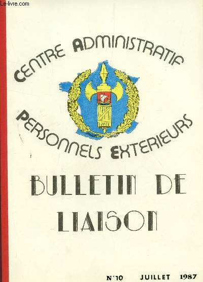 BULLETIN DE LIAISON N10 - JUILLET 1987.
