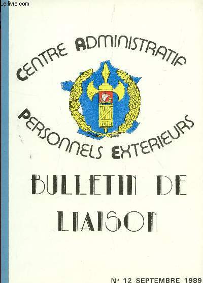 BULLETIN DE LIAISON N12 - SEPTEMBRE 1989.