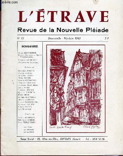 L'ETRAVE - N13 - MAI-JUIN 1963 / POESIE CLASSIQUE ET POESIE TRADITIONNELLE - AU MUSEE DE LA POESIE - DIVERS POEMES ETC...