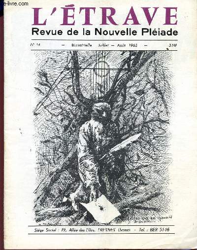 L'ETRAVE - N14 - JUILLET-AOUT 1963 / PARABOLE - AU MUSEE DE LA POESIE - NOMBREUX POEMES ILLUSTRES.