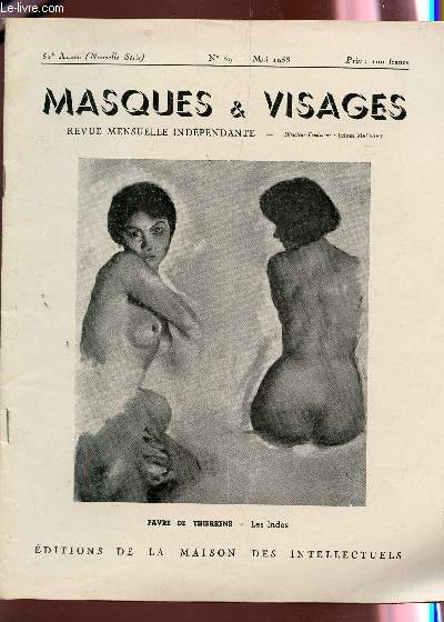 MASQUES ET VISAGES - 51e ANNEE - N59 - MAI 1958.
