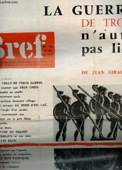 BREF - N63- FEVRIER 1963 / LA GUERRE DE TROIE N'AURA PAS LIEU....