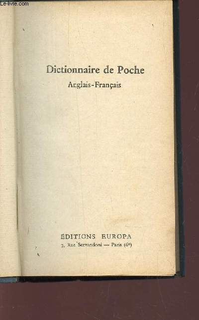 DICTIONNAIRE DE POCHE ANGLAIS-FRANCAIS.