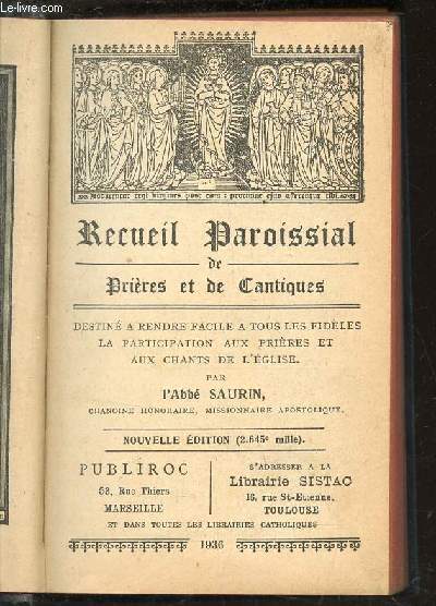 RECUEIL PAROISSIAL DE PRIERES ET DE CANTIQUES.