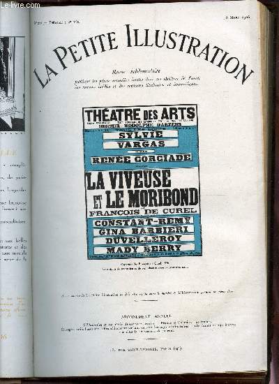 LA PETITE ILLUSTRATION - N277 - THEATRE N160 - 6 MARS 19269 / LA VIVEUSE ET LE MORIBOND - COMEDIE EN TROIS ACTES.
