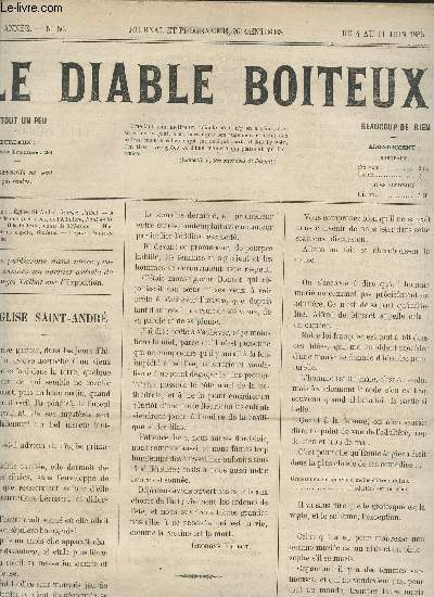 LE DIABLE BOITEUX - 2e ANNEE - N56 - DU 4 AU 11 JUIN 1865 / L'EGLISE SAINT ANDRE - A PROPOS DE QUELQUES VICES (II - DE L'ADULTERE AUX PERES ) - HISTOIRE D'UNE CAPOTE - DEJAZET - ..